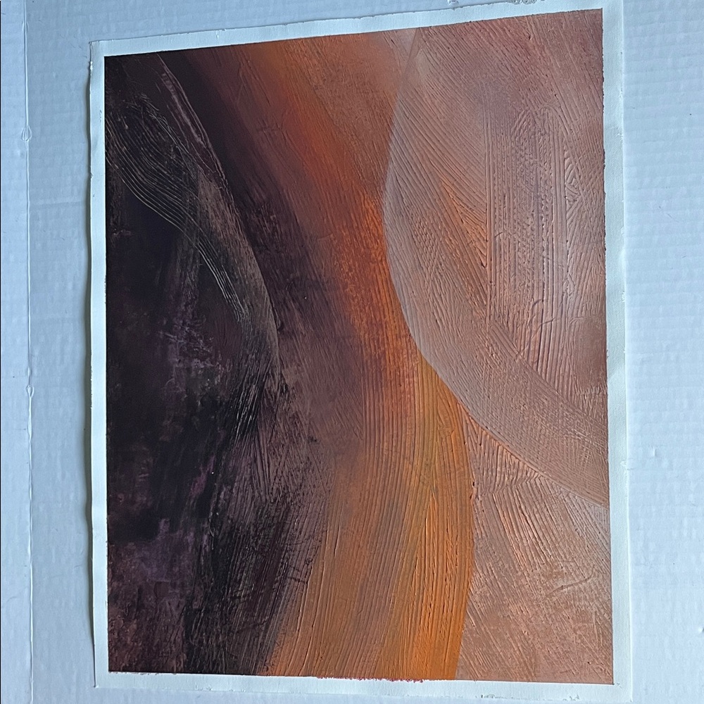 Abstract Orange and Brown Unframed Wall Art